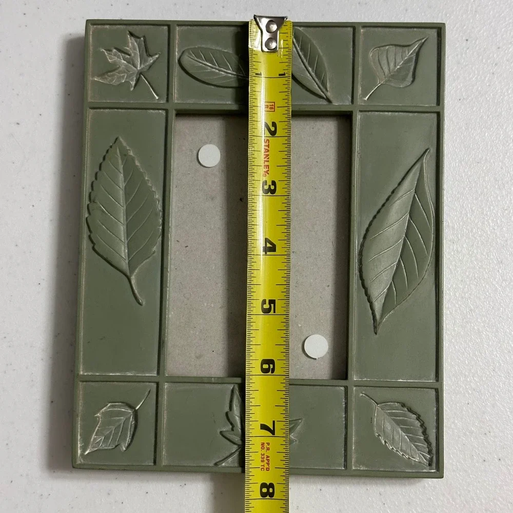 Raised & Embossed Leaf Motif Resin Tabletop Picture Frame Sage Green 7.5